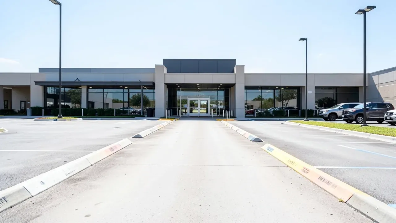 Greater Houston commercial building entrance with an accessible route coordinated from parking to the doorway